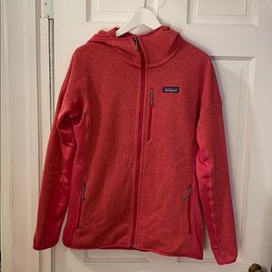Patagonia Women Pink Full-Zip Hooded Fleece Jacket, Size L